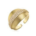 18K gold plated multi-layer textured open ring with zircon stones for a luxury look - Adjustable Open / Gold