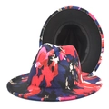 Chapeau fedora en feutre à bord large avec imprimé numérique abstrait multicolore élégant - M (56-58cm) / Imprimé Abstrait Style 3
