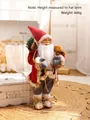 Standing Santa Claus figurine 45cm tall with gift bag and bear for Christmas decor - Red Style A 45cm