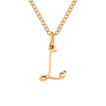 Rose gold letter L pendant necklace with hollow heart detail on delicate chain - Letter L (L-Gold) / Gold