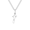 Minimalist silver stainless steel J-letter necklace with hollow heart pendant for women - Letter F (F-Silver) / Steel Color