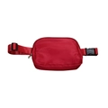 Minimalist red nylon belt bag with durable strap and high-quality metal zipper detail - Red