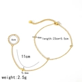 Cavigliera in acciaio al titanio dorato con zirconi e anello, lunghezza 23 cm più 5,5 cm - Stile Ciondolo Stella e Fulmine (TA8026)