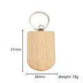 Rectangle beech wood keychain with detailed dimensions 51mm by 36mm for DIY projects - Rounded Rectangular Style (Style 10)