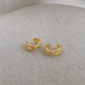 Minimalist 14k gold crisscross ear cuff earrings for women without ear piercings - 35058-Gold Cross Wrap Pair