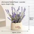 Lifelike purple lavender in white ceramic Life pot, 23cm height, artificial desk plant - Lavender - Life Pot Artificial Flower Ornament