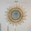 Handwoven sunflower rattan wall mirror in natural wood color, 49cm outer diameter size - Style D 49cm