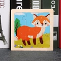 9-piece wooden animal puzzle for kids featuring a cute orange cartoon fox design - Fox