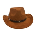Cappello da cowboy marrone in finto scamosciato con borchie a stella in argento - Taglia unica / Cachi