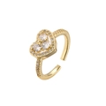 Anello cuore regolabile in oro con zirconi e cristalli scintillanti per donna - Stile a Cuore Bianco (CR704CX)