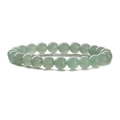 Detail shot of light green 8mm natural stone beaded bracelet with polished finish - Green Aventurine