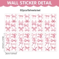 Lot de 60 stickers muraux nœuds roses en 8 feuilles pour décoration chambre fille - Style Rose (UV24Y12643T_T)