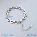 Silver stainless steel gear link bracelet with K18 tag and adjustable lobster clasp - Sunflower Gear Link Steel Color (KB1862261-Z)