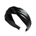 Classic black knotted wide headband with a premium silky glossy finish for women - Metallic Black Knot Style (FK-B381 Black)