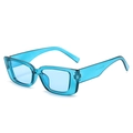 Retro small square sunglasses in transparent sapphire blue finish with model 2157 details - Blue Frame Blue Lenses