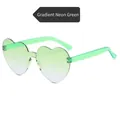 Frameless heart-shaped sunglasses in gradient neon green with stylish matching temples - Gradient Fluorescent Green