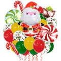 Kit de ballons de Noël avec Père Noël, cannes de bonbon et ballons en latex rouges et verts - Père Noël Mignon Style C