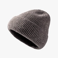 Klassieke geribbelde gebreide muts in taupe met een warm omgeslagen design voor de winter - Eén maat / donkergrijs
