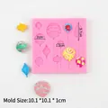 Pink silicone mold with square base featuring geometric balloon and lantern patterns - 1# Balloon Pendants / Pink