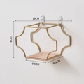 Golden geometric wall shelf with wood base and size markings for home storage - Small / Gold