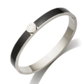 Bracciale in acciaio inossidabile argento con smalto nero e numeri romani incisi - Colore Acciaio Smalto Nero Bracciale
