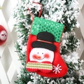 Christmas stocking with snowman applique and green sequins on a snow-covered tree - Sequin Snowman / Small