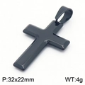 Classic stainless steel cross pendant in matte black finish, size 32x22mm, 4g weight - Style A (KP130580-HR)