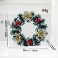 Grüner Weihnachtskranz mit roten Beeren und Goldblumen, 28 cm Durchmesser und 84g Gewicht - D1-4 Weiß Gefrosteter Grüner Kranz Mit Goldenen Blumen