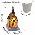 Miniature de maison de Noël en résine avec éclairage LED et dimensions spécifiées - Maison Lumineuse à Toit Noir Style B / Coloré
