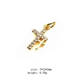 Macro detail of gold cross charm with zirconia inlay, size 7x12x2mm and 0.39g weight - Style 17