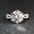 Round cut moissanite ring with six-prong setting and twisted diamond band in silver - US 5 / Twist Round 5ct-Silver