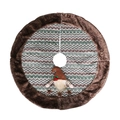 Nordic Christmas tree skirt with plush faux fur trim and 3D gnome doll decoration - 80cm / Green Gnome Style