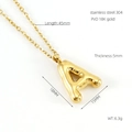 Macro view of 18K gold-plated stainless steel letter A balloon pendant with dimensions - Letter A [Gold]