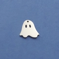 Polished stainless steel ghost pendant detail with smooth mirror finish for DIY jewelry - Steel