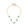 Collana bohémien in acciaio dorato con cinque pendenti quadrati in turchese - Oro