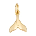 Close-up of a polished gold whale tail pendant featuring a smooth metallic finish - Whale Tail
