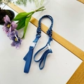 Blue nylon braided dog leash and collar set with white adjustable plastic buckles - Blue Strap