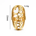 Golden cut-out ring featuring stars and hearts, 33mm length and 5.4g weight - Gold 4-Heart Star Hollow