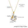 Collana a medaglione a libro bicolore oro e argento con dettaglio inciso a cuore - Bicolore Oro Argento Stile Nipote Spagnola (RP022)