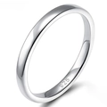 Polished S925 sterling silver minimalist ring with engraved hallmark on white background - US Size 5 / 2.0mm / Silver
