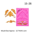 Pink silicone relief mold for fondant and clay with intricate baroque floral patterns - 5# Combined Scrollwork / Pink