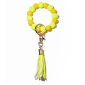 Luminous silicone bead keychain bracelet in yellow and neon tones with tassel - Yellow