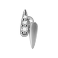 Silver teardrop ear stud with three sparkling blue zircons and stainless steel chain - Silver Double Drop Style (#5)