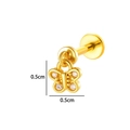 Gold stainless steel butterfly labret stud earring with 0.5cm pendant size measurements - Butterfly Style (2639-1) / 1.2x8mm / Gold