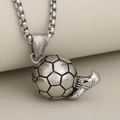 Men's stainless steel football and soccer shoe pendant necklace with metallic finish - Single Pendant Silver