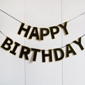 Daisy themed Happy Birthday paper banner in black and gold for kids party decoration - Mini Black with Gold Trim Banner