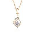 Elegant rose gold moissanite pendant necklace with water drop design and silver chain - Streamlined Teardrop Shape (fddz-001) / Rose Gold