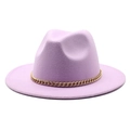 Classic light purple fedora with gold metal chain band on a white background - M (56-58cm) / Taro Purple
