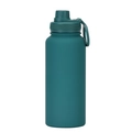 Dark green 1L stainless steel sports water bottle with portable handle and matte finish - Glazed Green - Sport
