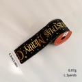 Black Christmas ribbon with gold Merry Christmas print and stars, 6.3cm width and 3 yards - 3 Yards / Black Gold Lettering